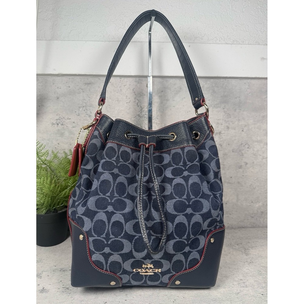 Coach Denim Jacquard Drawstring Bucket bag
